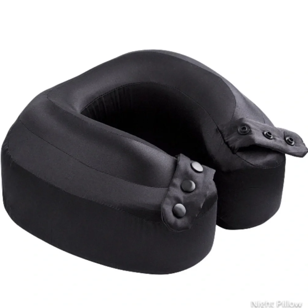 NIGHT Silk Memory Foam Midnight Black Travel Neck Pillow